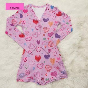 SP-XS Colored Hearts Long Sleeve One Piece Pajama